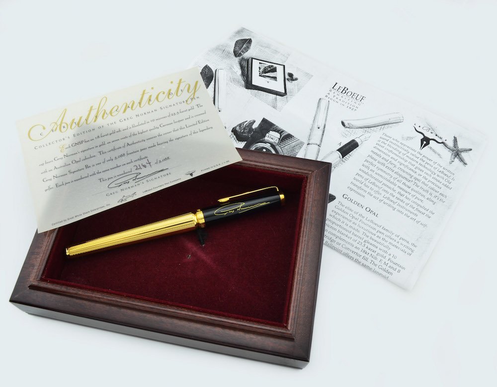 LeBoeuf Greg Norman LE Fountain Pen - Gold Plated, Black Cap